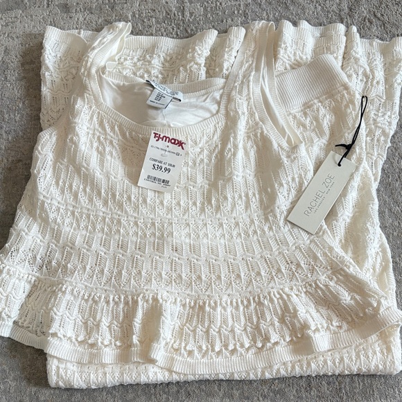 Rachel Zoe Ivory Knit Camisole And Midi Skirt Set Medium - Picture 1 of 6